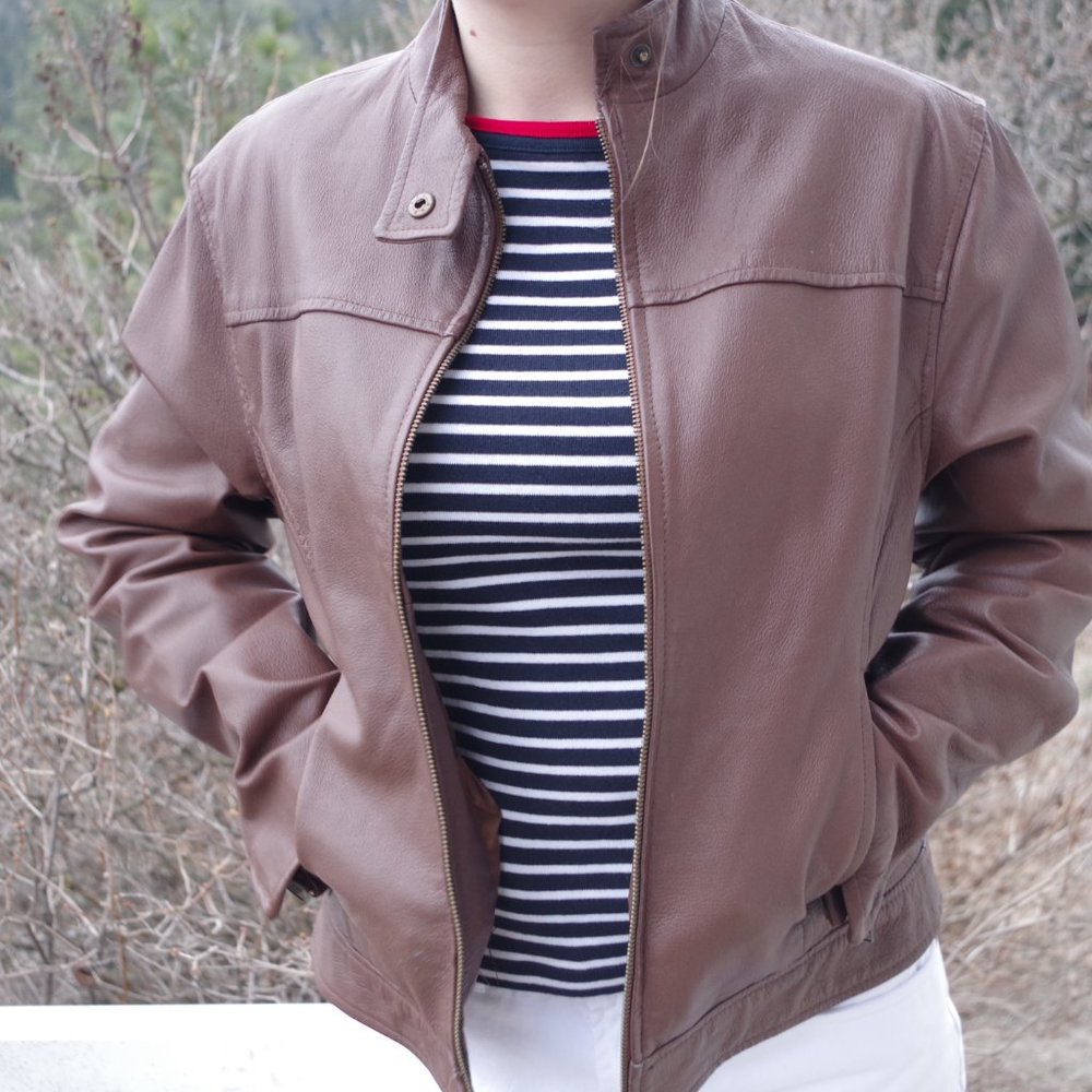 Brown Genuine Leather Jacket Vintage By Premiere Collection